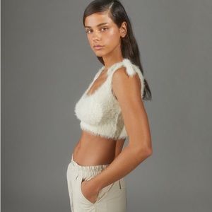 Urban outfitters naomi fuzzy white tank